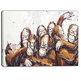 Designart Orangutans in a Wheelbarrow-Street Art Canvas Print-40x30, 30'' H x 40'' W x 1'' D 1P, Brown