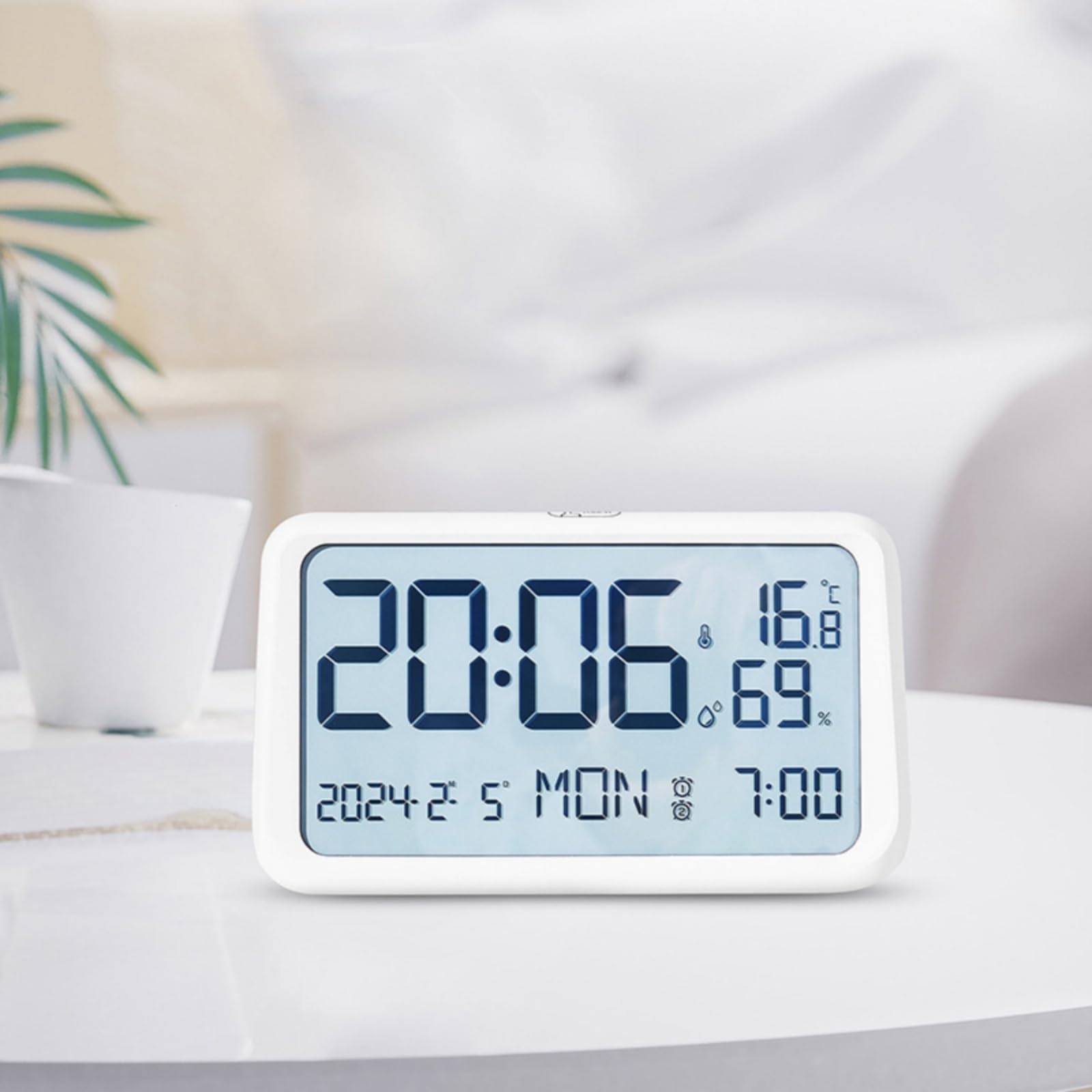 Reloj Digital Pantalla Clara Reloj Despertador Calendario Higrómetro Carcasa Plástica Estable Diseño Rectangular Esquinas Redondeadas, Color to 2