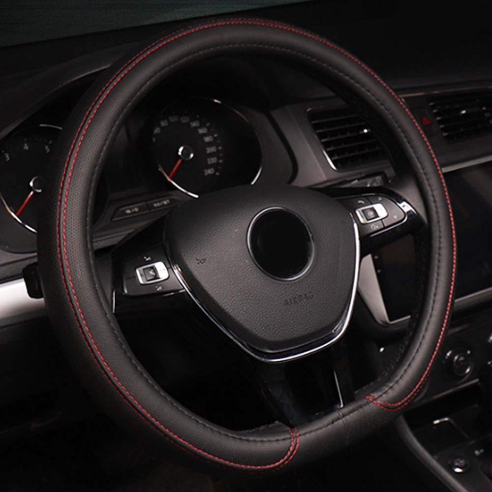 Rayauto 38cm 15inch D Type Flat Bottom motile car Steering Wheel Cover PU Leather Streamline