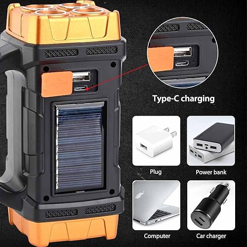 Miniatura 3 de Luz de trabajo LED de alta calidad de alto lúmenes, linterna multiusos con reflector y características de linterna, linterna solar recargable