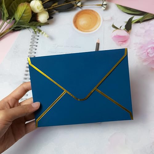 Miniatura 4 de Paquete de 50 sobres de 4 x 6 con borde dorado para invitación, sobres de lujo A6 para invitación, sobres de postal, sobres de fotos, ideales para