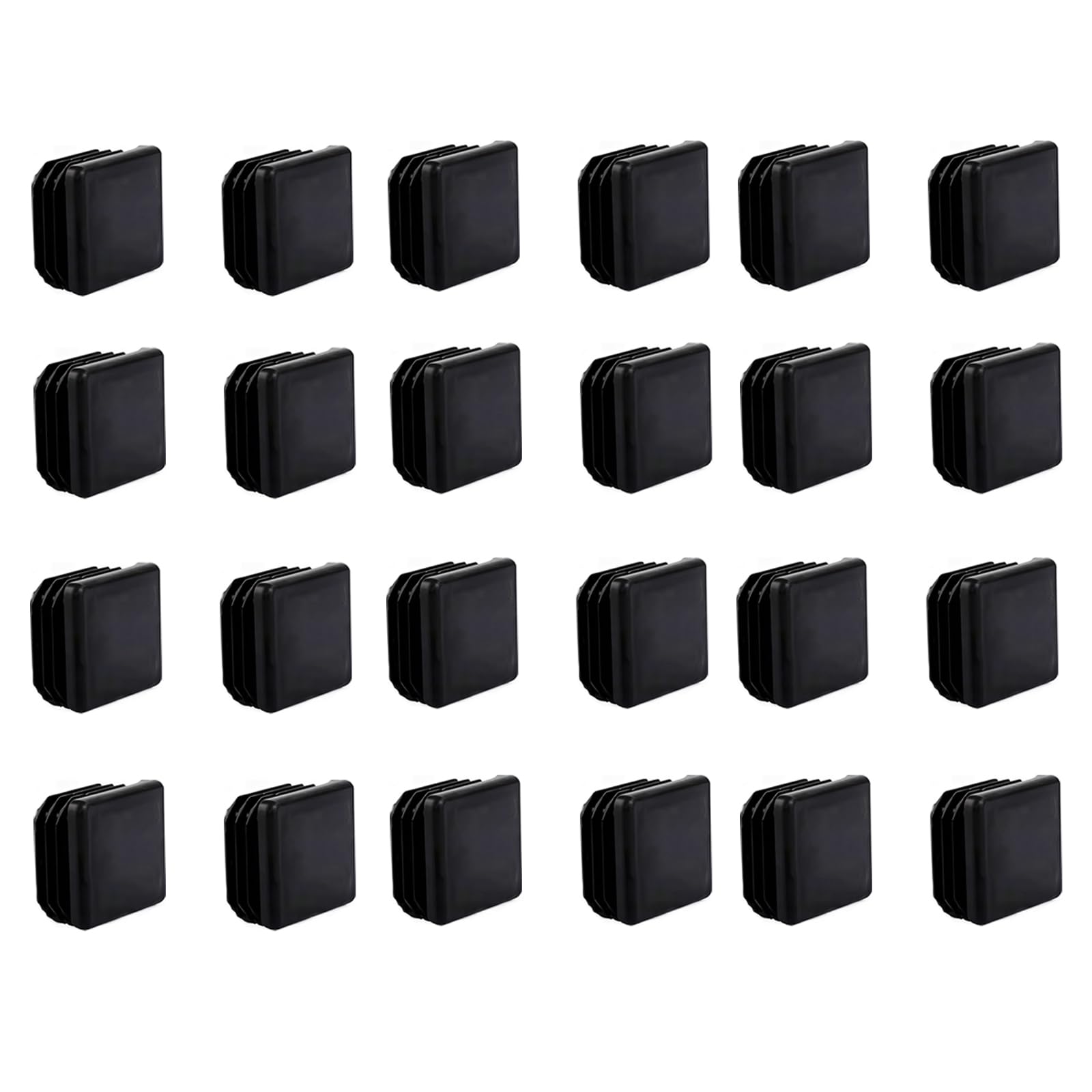 Plastic End Caps for 50mm Square Hollow Tube Pipe, Black Insert Plugs for Furniture Shelf Metal Frame Tables Foot 24 Pcs