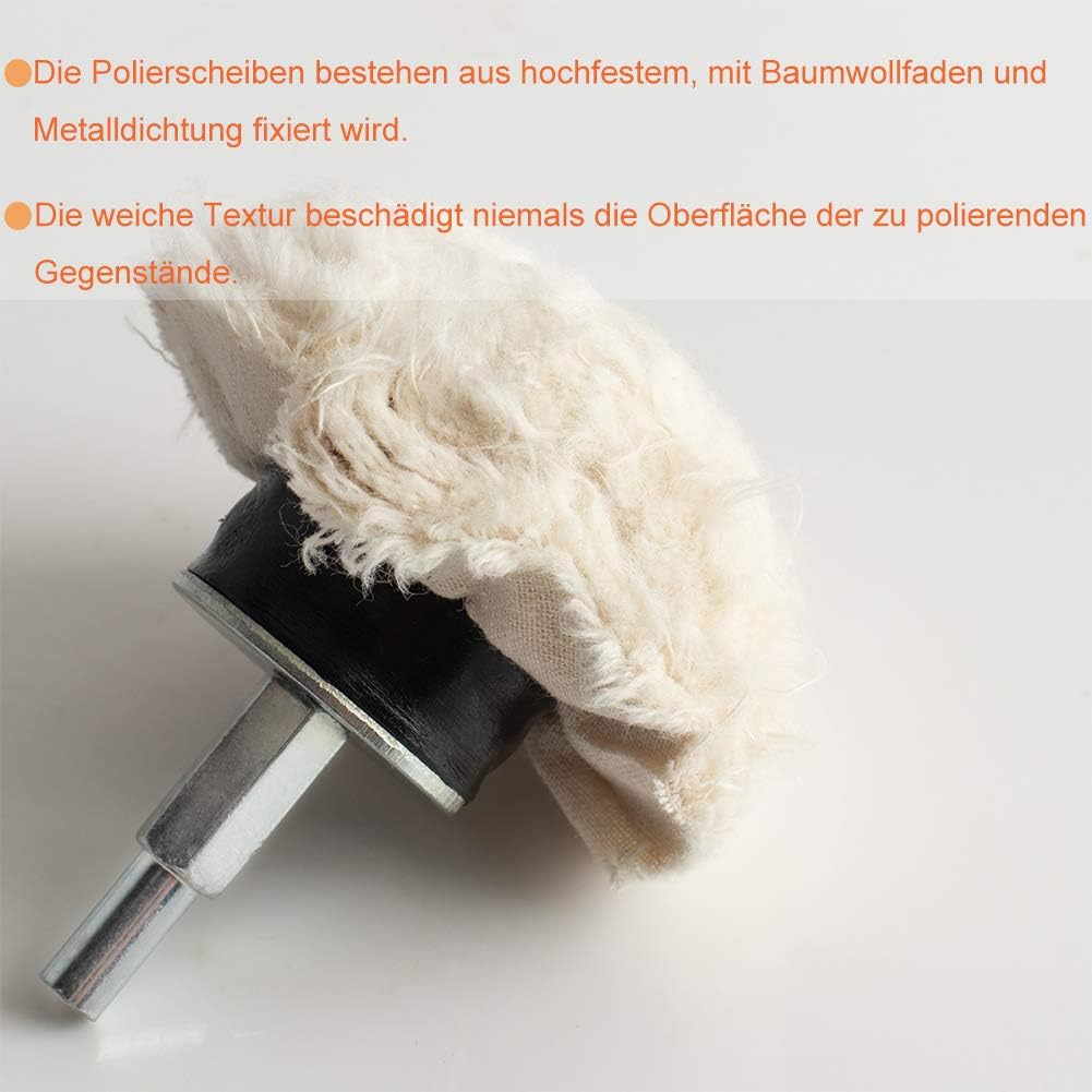 JTENG Kit De 6 Tampons De Polissage Pour Perceuse - Roues Coniques, Cylindriques, Champignon Et T Pour Métal, Aluminium & Inox
