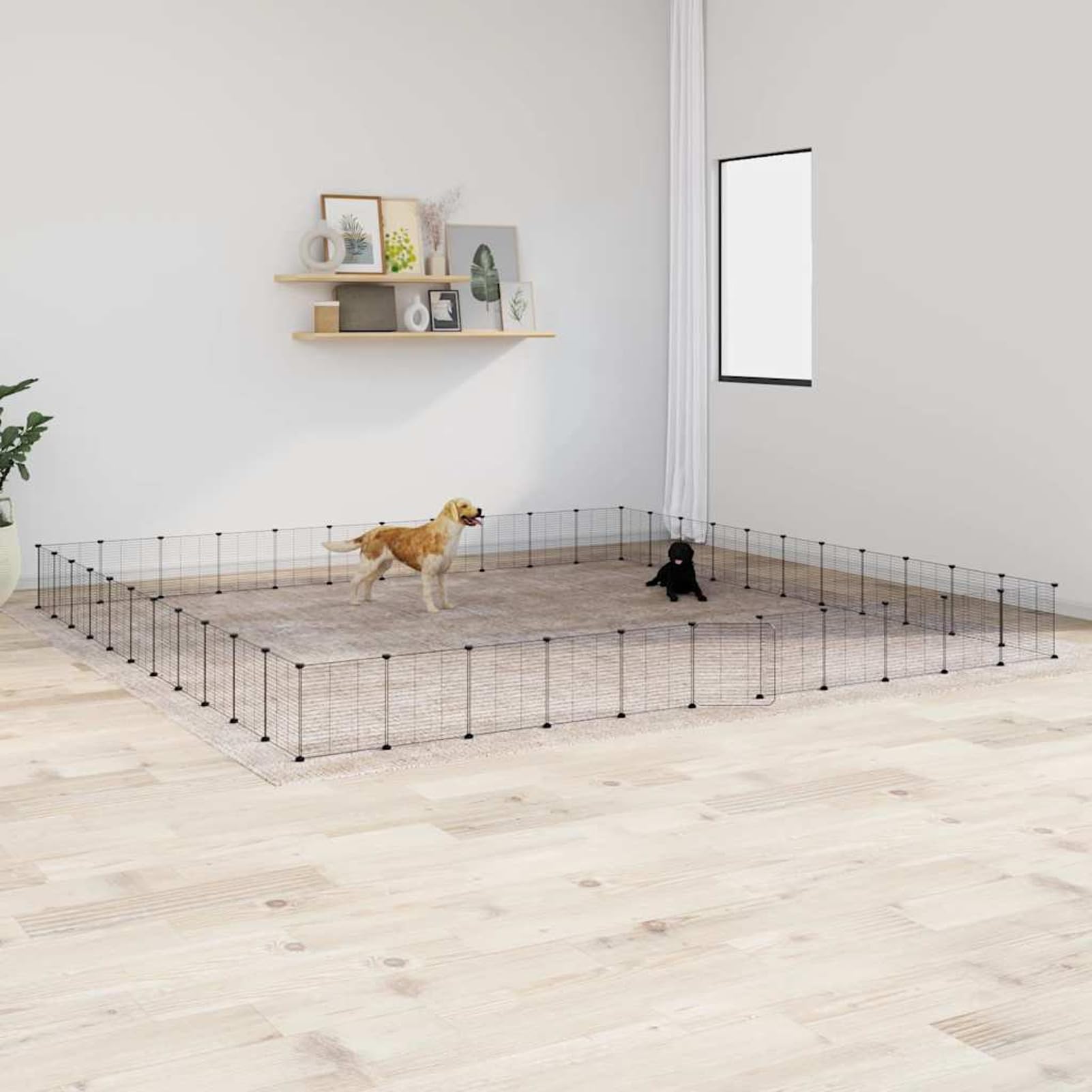 ShGaxin Jaula para Mascotas de 44 Paneles Puerta, Jaulas para Conejos, Jaula Cobaya, Valla para Mascotas, Recinto para Conejos, Cosas para Conejos, Parque para Conejos, Acero Negro 35x35 cm