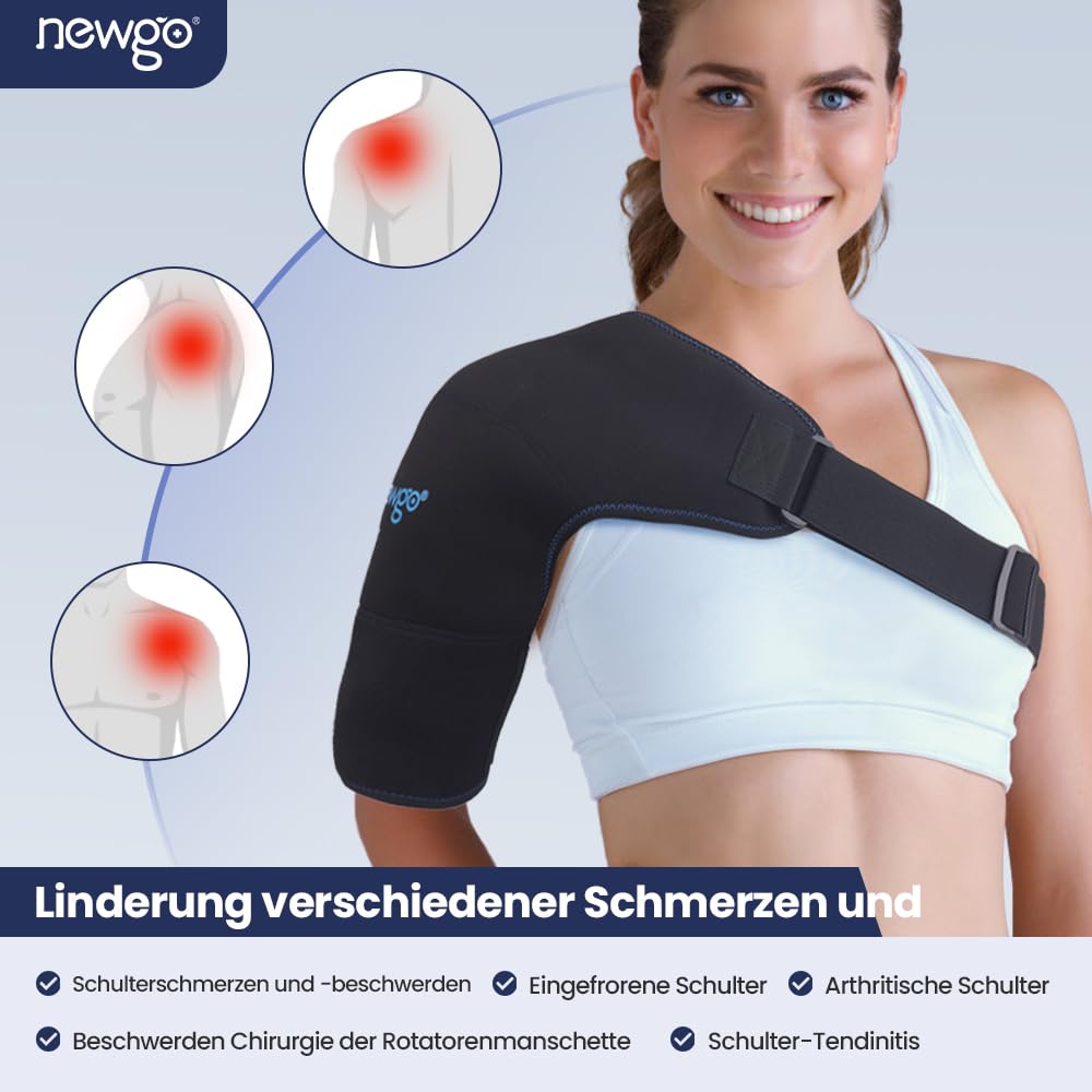 NEWGO DE Groß Schulter-Eisbeutel, wiederverwendbar, Heiß- und Kaltkompresse, Eisbeutel für Verletzungen der Rotatorenmanschette, verrenkte Gelenke, Schleimbeutelentzündung, Sehnenscheidenentzündung