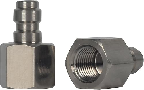 Miniatura 5 de HMKUGO Paquete de 2 adaptadores de enchufe de desconexión rápida de 0315in rosca hembra BSPP de acero inoxidable de 18 pulgadas accesorios de carga