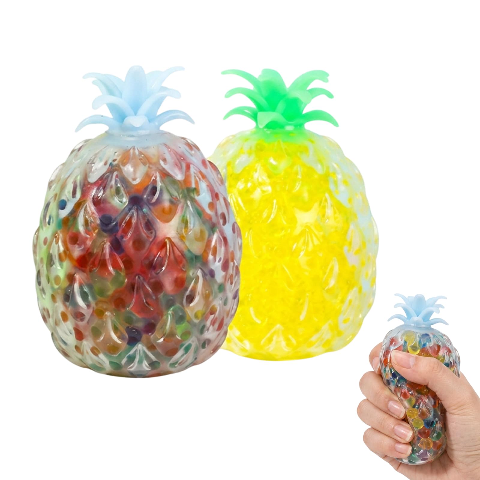 2 PCS Pineapple Squishy, Fruit Squishy Stress Relief, Office Desk Anxiety Management Tool, Portable Pocket Size with Vibrant Color Options