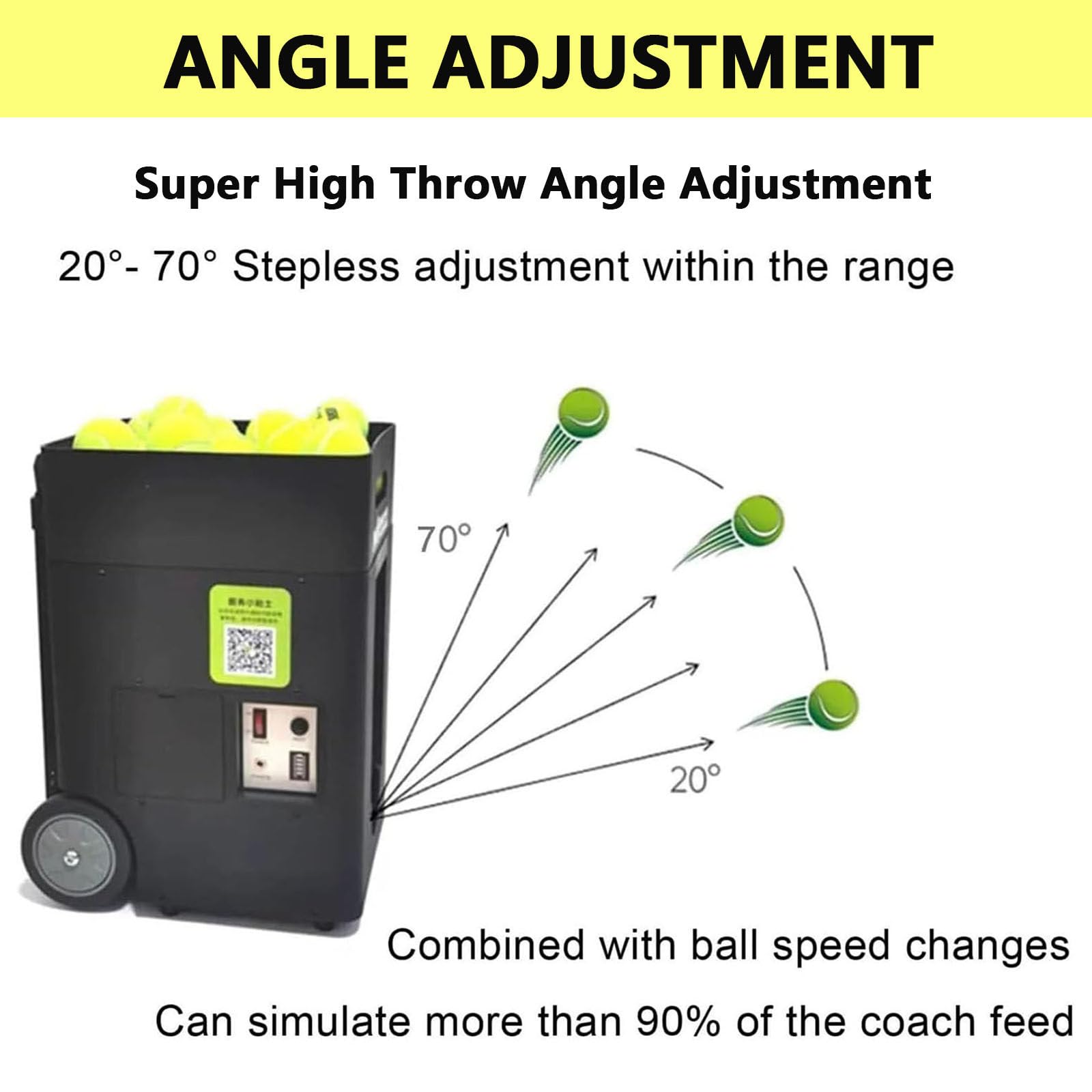 Macchina per palline da tennis, lanciatore/lanciatore automatico portatile per giocatori di tutti i livelli di allenamento e pratica, trapani pre-programmati e personalizzati, completa di app