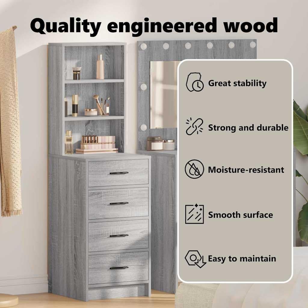 vidaXL Highboard Szary dąb sonoma 40 x 41 x 135 cm Drewno inżynieryjne