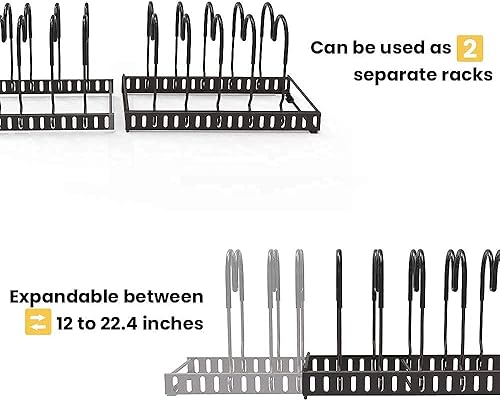 Miniatura 3 de Organizador de ollas y sartenes, 10 divisores ajustables, organizador de tapa de olla, soporte expandible para encimera de cocina y gabinete