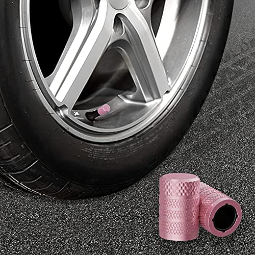 Image of CKAuto Tire Valve Stem Caps, Pink, 4 pcs /Pack, Anodized Aluminum Tire Valve Cap Set, Corrosion Resistant, Universal Stem Covers for Cars Trucks Motorcycles SUVs and Bikes