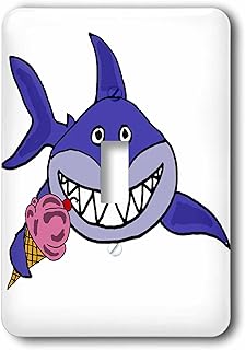 3dRose lsp_255741_1 Funny Cute Shark Eating Ice Cream Cone for The Beach Toggle Switch, Multicolor