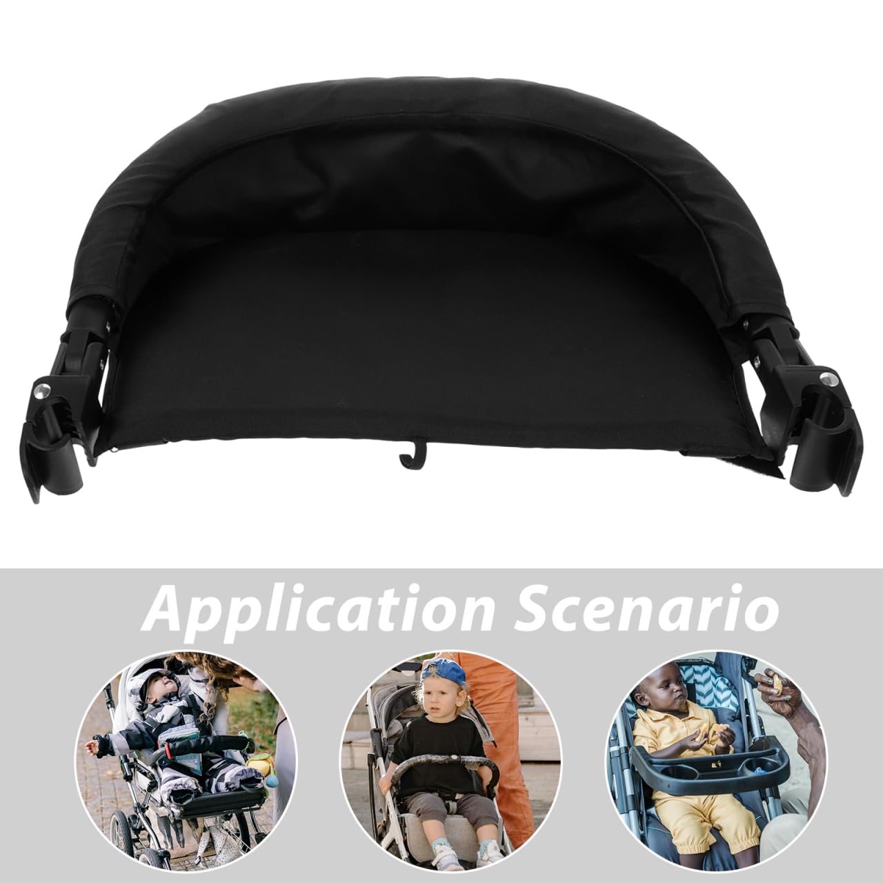 HEMOTON Rallonge de Repose-Pieds Réglable pour Poussette Bébé en Tissu Noir, Installation Facile, Accessoire Pratique pour Poussettes et Nacelles