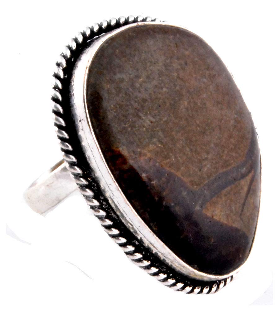 Indie Artisans Natural COCONITE Ring Handmade Adjustable Fits 925 Silver Plated Large Gemstone Womens Statement Ring, Sterling Silver Gemstone
