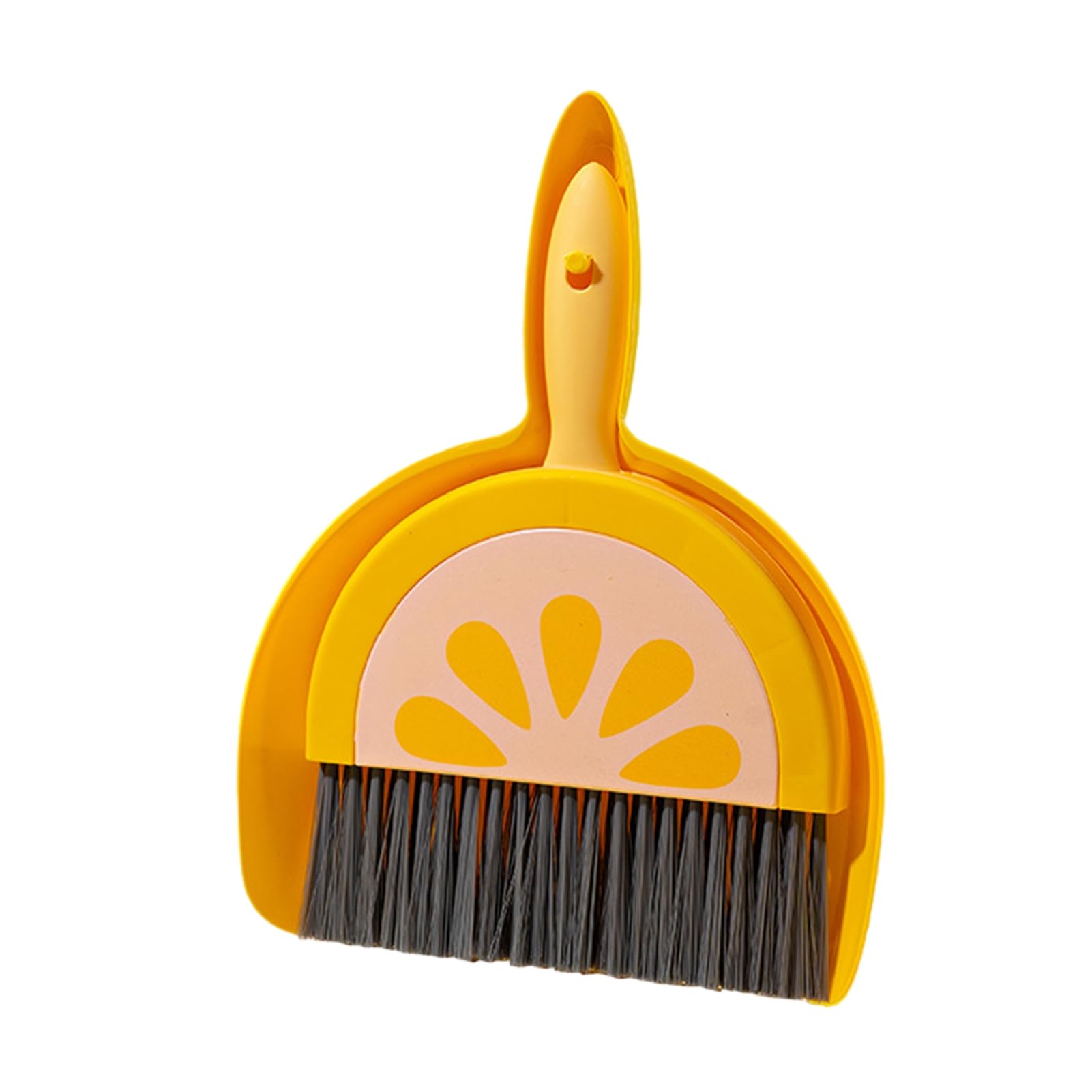 Porceosy Lemon 2Pcs Mini Broom Dustpan Set - Cute Fruit Pattern, Soft Bristles For Keyboard, Desktops Cleaning | Portable Small Sweeper For Dust, Crumbs, Pet Hair