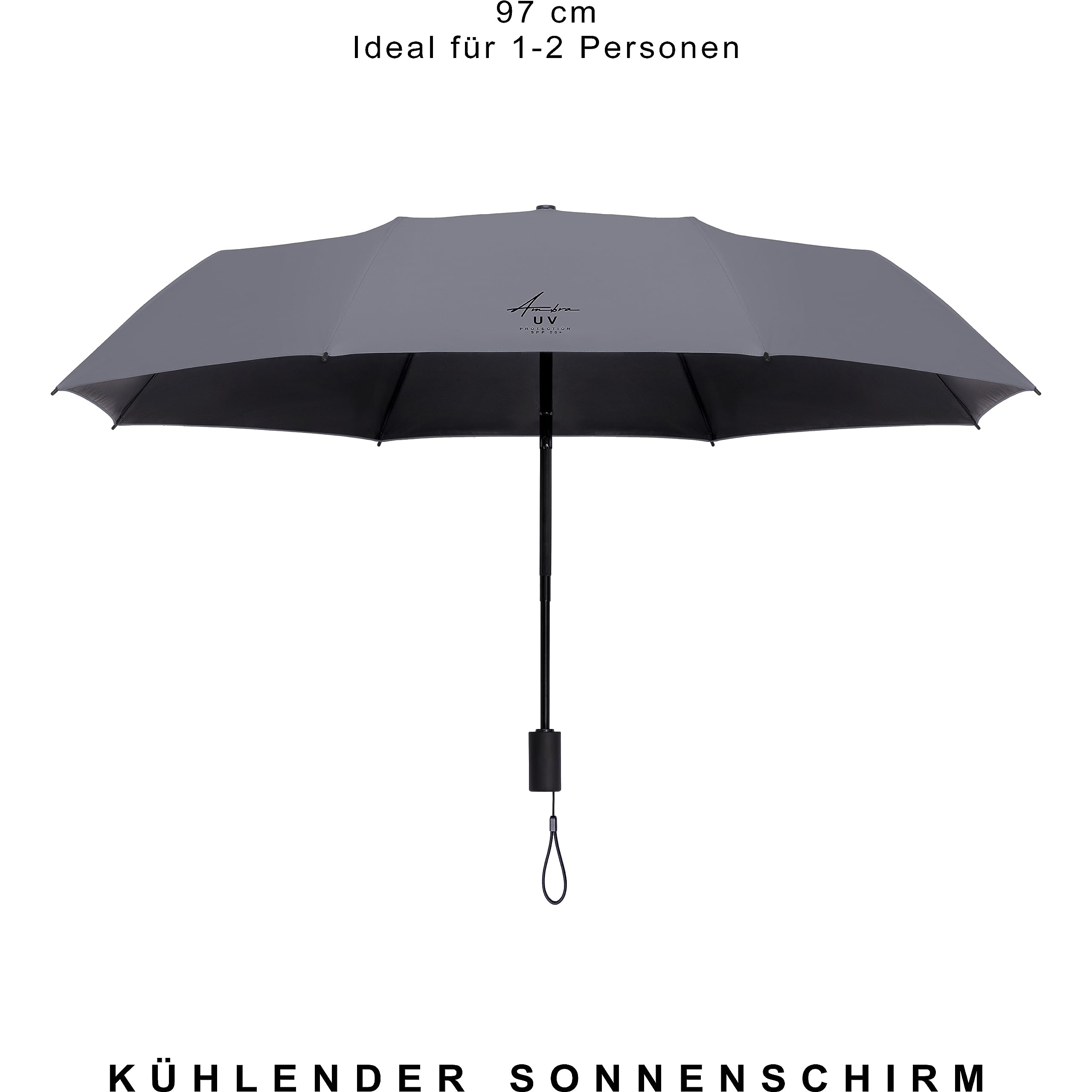 AMBRA Sturmfester Automatik Reise-Regenschirm mit UV-Schutz