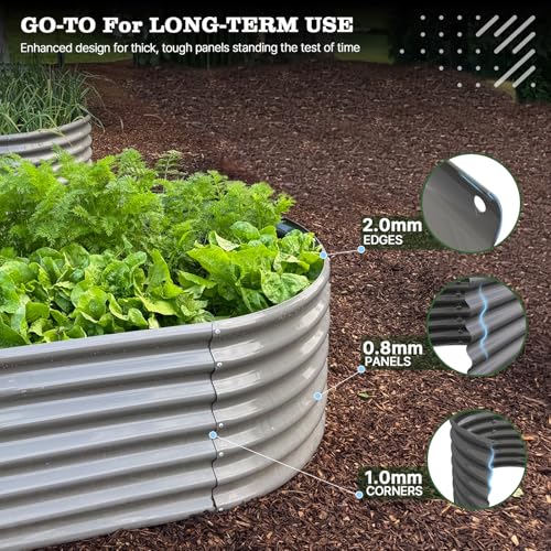 A ANLEOLIFE 8x4x2ft Galvanized Raised Garden Bed Kit, Oval Metal Deep Root Planters for Outdoor Plants Vegetables Flowers Herb, Large Bottomless, 478 Gallon Capacity- Quartz Grey - Image 5