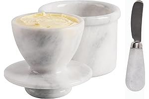 Marble Butter Bell Butter Keeper, White Handmade Butter Crock for Kitchen Countertop...