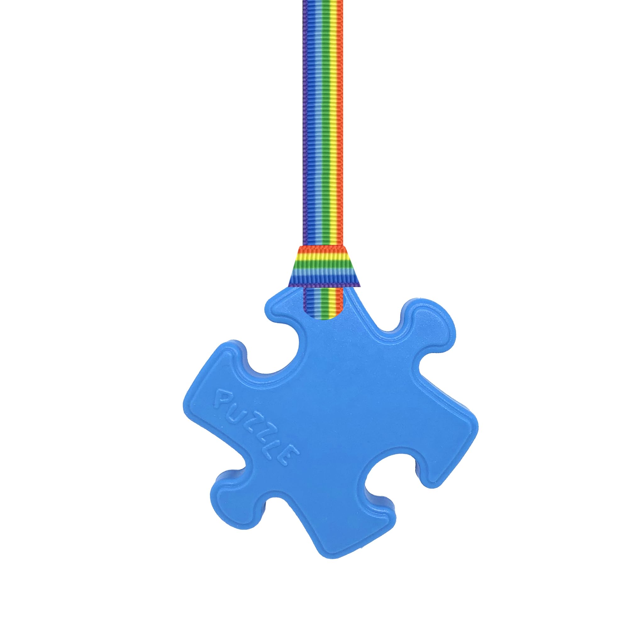 Sensory Oojamabobs - Puzzle Pendant chew Necklace - Autism - Blue with Lanyard (6 Designs Available!) (70cm, Rainbow Pride)