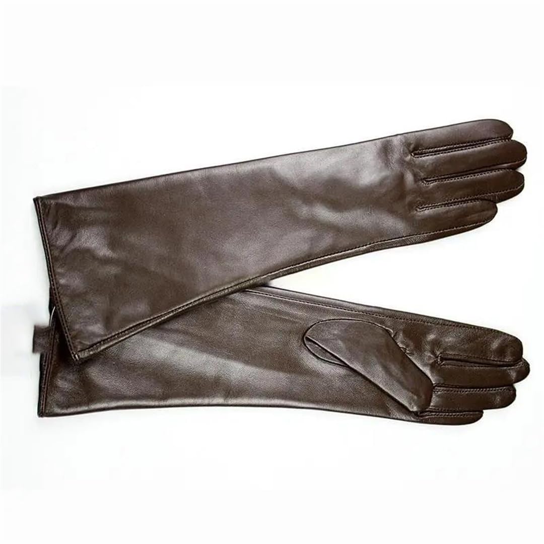 Kelsiop Damen Lange Schaffell Lederhandschuhe Fleece Gefüttert Winddicht Warm Outdoor Winter Fäustlinge