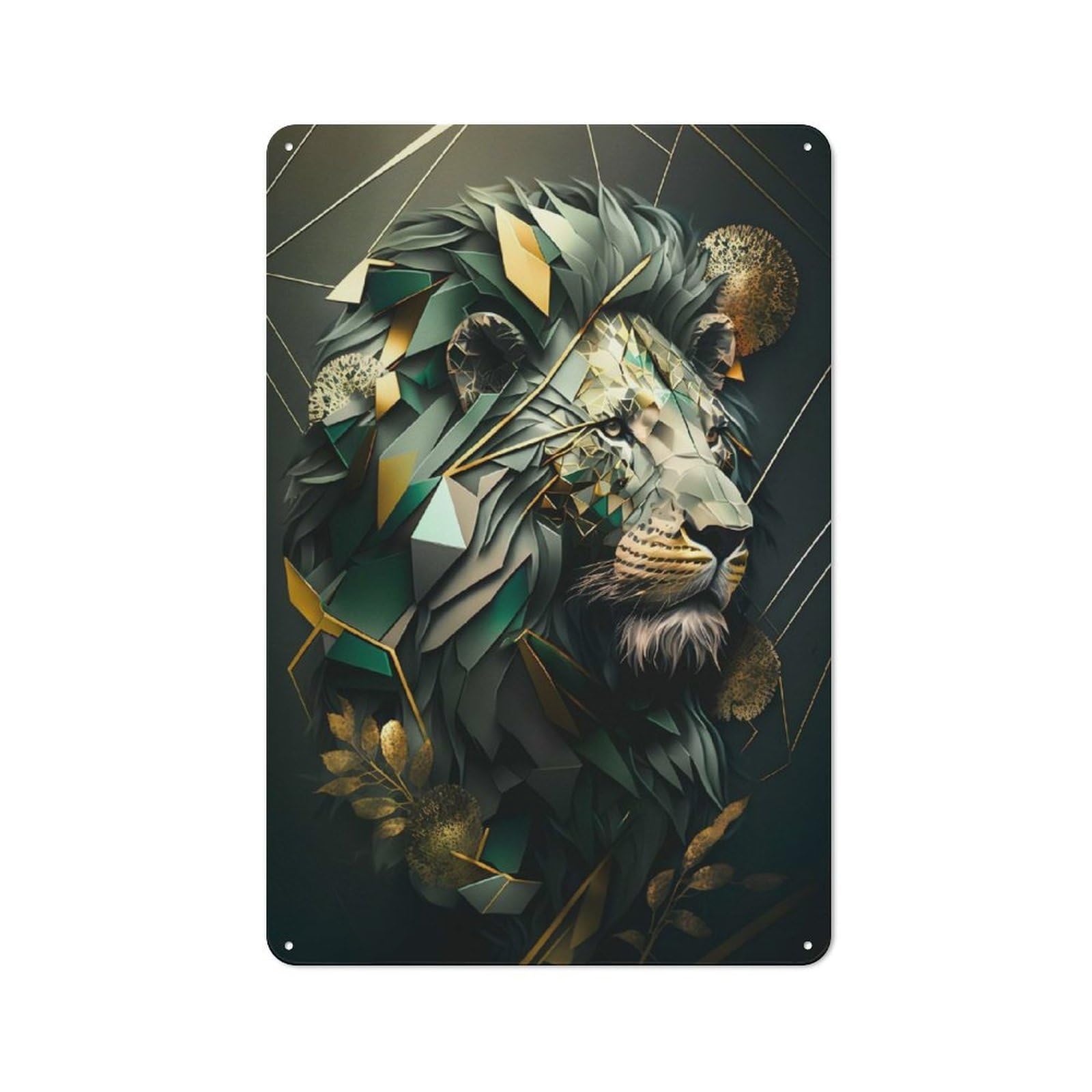 Junmoney Lion Geometric Abstract Vintage Tin Sign 30X20cm With For Hobby Room Or Studio, For Metal Sign Collectors, For Garage And Workshop Walls