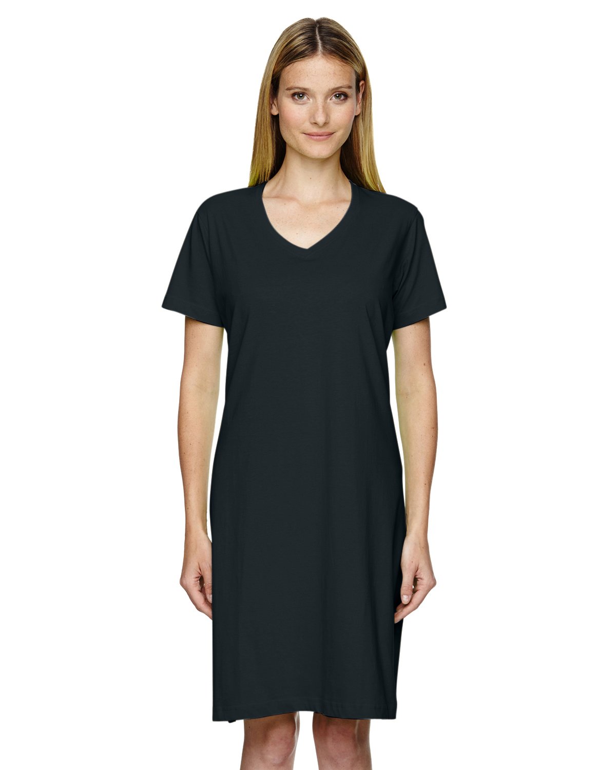LAT Ladies 100% Cotton Jersey Short Sleeve V-Neck Swim Cover-up Dress (3522)