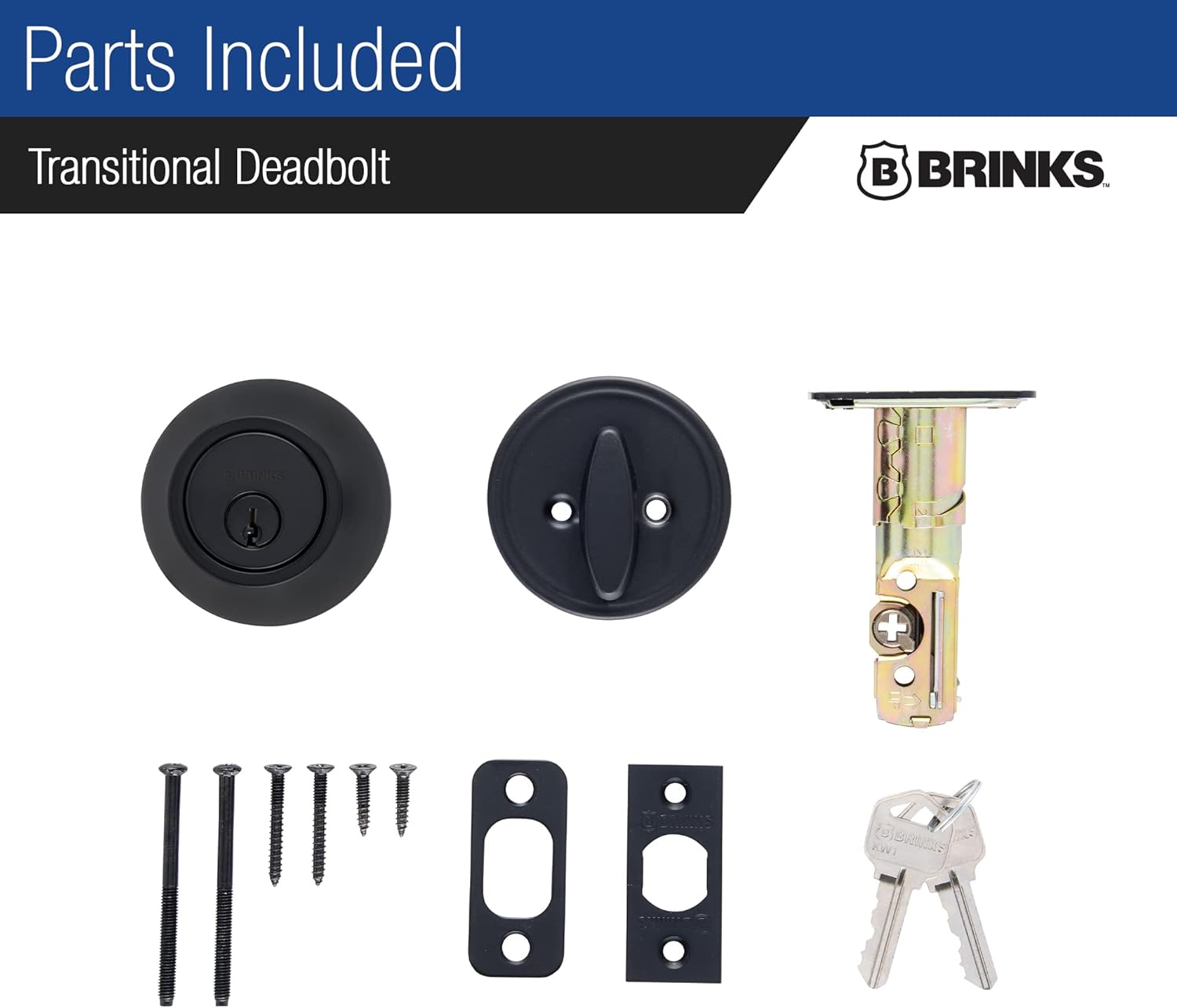 BRINKS Transitional Single Cylinder Deadbolt Lock, Door Lock Built for Residential Protection ANSI Grade 2 Security, Matte Black