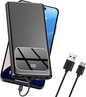 Rolosar 10000mAh Slim Power Bank PD 15W Fast Charging USB-C Portable Charger for iPhone 16/15 Samsung S23 S22 Android - Airline Approved