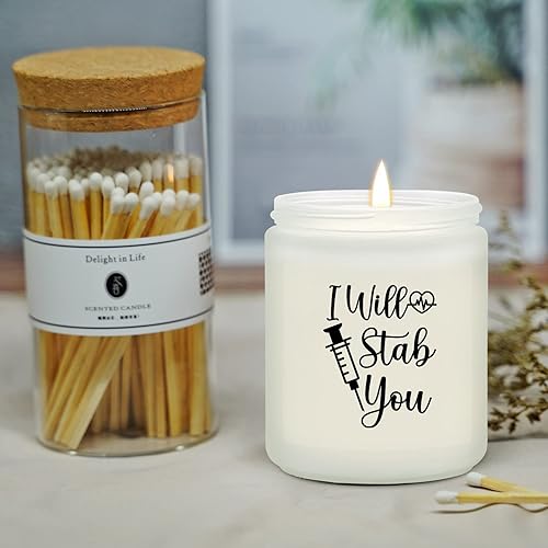 Miniatura 9 de Maybeone Regalos para enfermeras  Te apuñalaré  Regalos de agradecimiento para la semana de la enfermera  Velas perfumadas de lavanda para mujeres