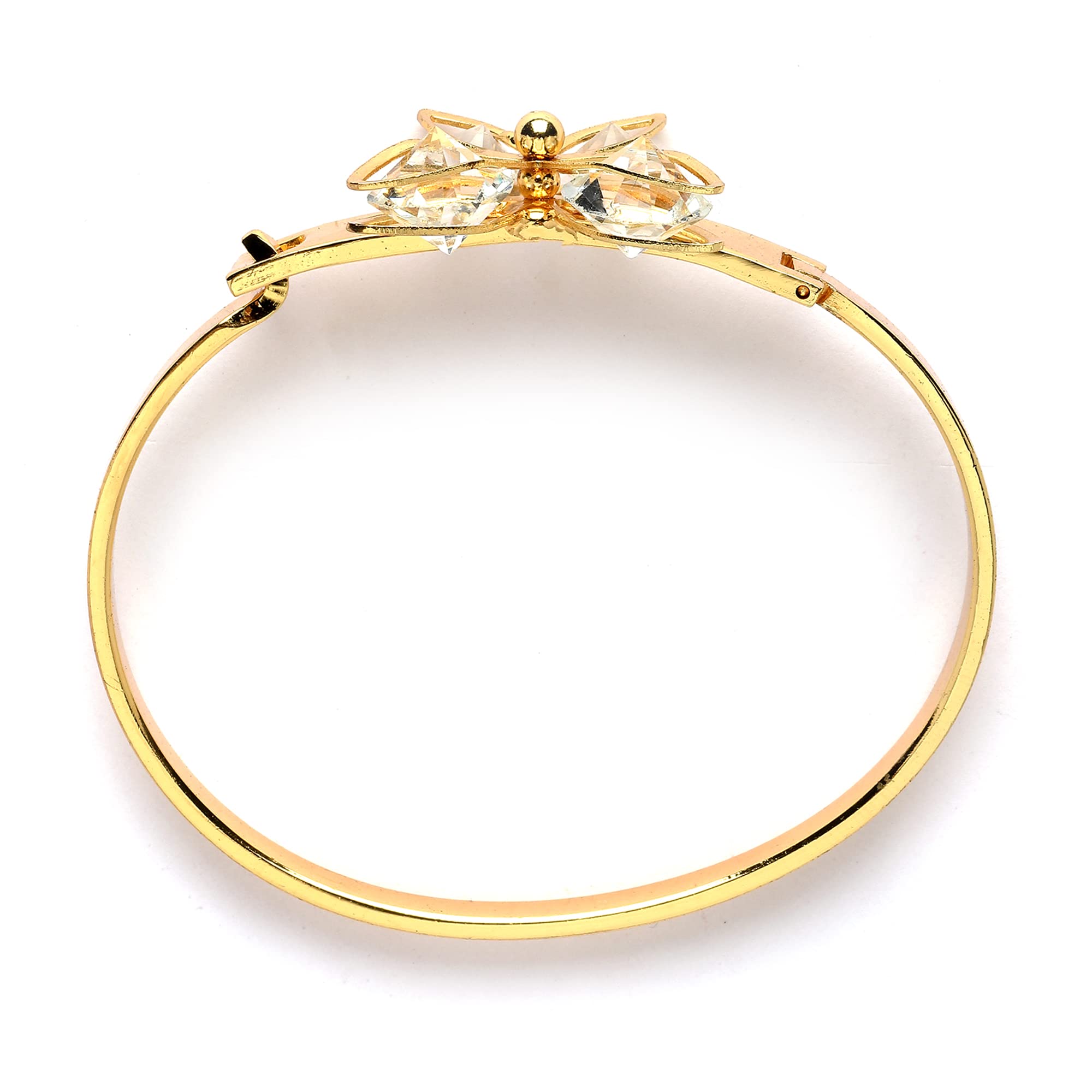Gold-Plated Bangle Style Bracelet with American Diamond (Design 6)