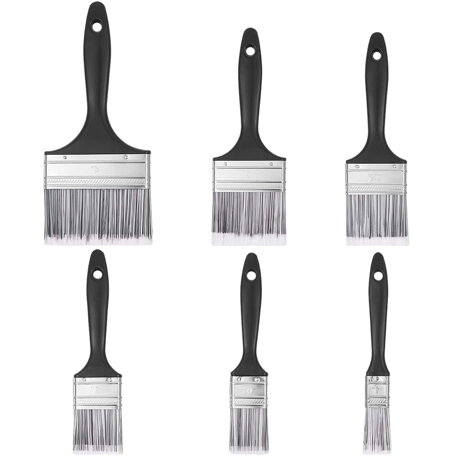 Juego de 6 pinceles de pintura para decoración de muebles, sin pelusas, pincel decorativo, adecuado para pintura, revestimiento (negro)