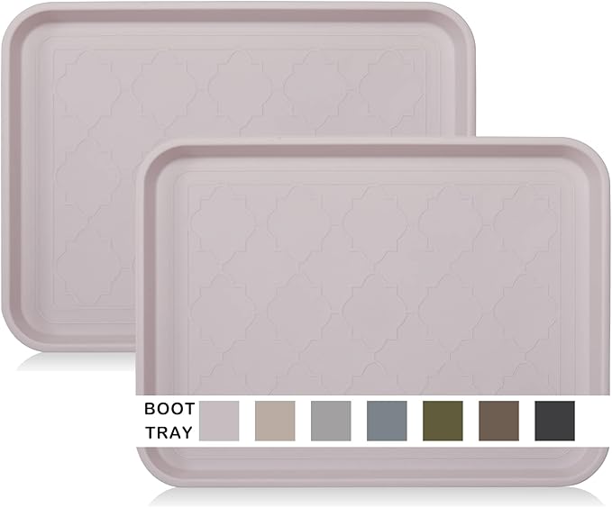 Boot Tray and Multi-Purpose Mat, 2 Packs in 16.7"x12.8", Waterproof, Raised Edge for Boots, Shoes and Pets Indoor/Outdoor