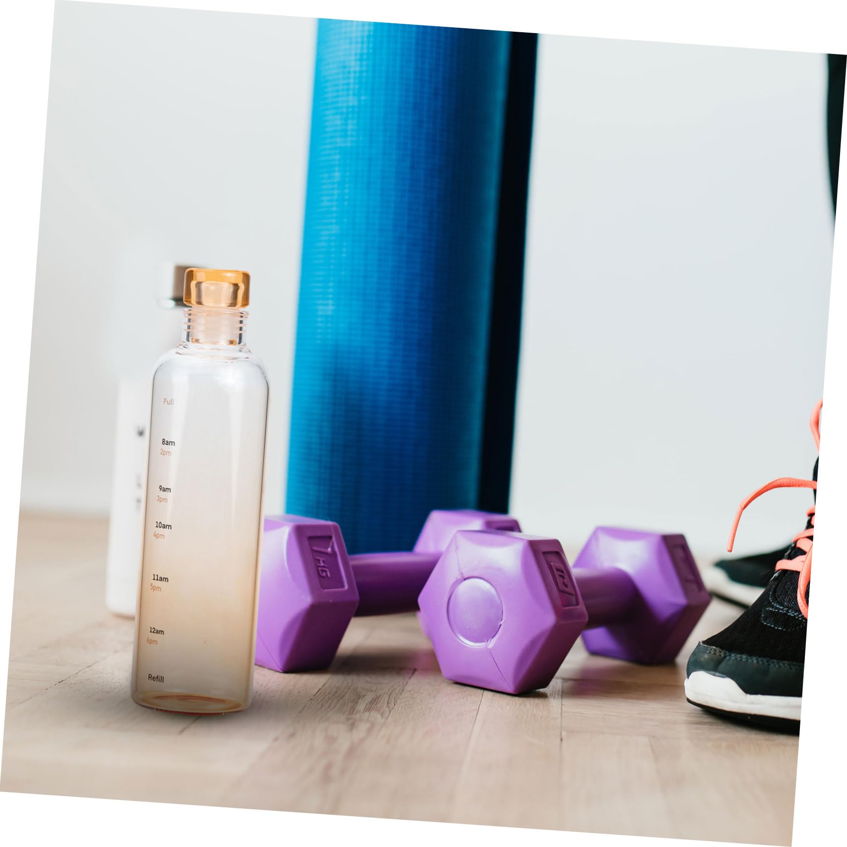 Yardwe Decorative Scale Design Glass Water Bottle Leakproof Reusable for School Sports Gym