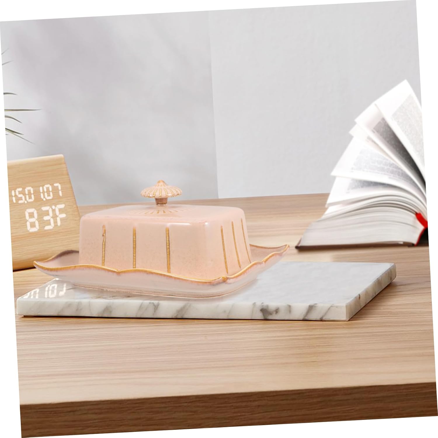 Ceramic Butter Dish with Lid Airtight Storage Container for Cheese and Butter Vintage Rectangular Design Kitchen Essential for Home and Restaurant