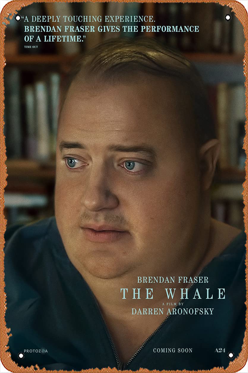 Muecddoa The Whale (Brendan Fraser, Darren Aronofsky) Movie Poster Tin Sign Film Movie Cinema Theater 8x12 Inches - Vintage Metal Tin Sign for Home Bar Pub Garage Decor Gifts