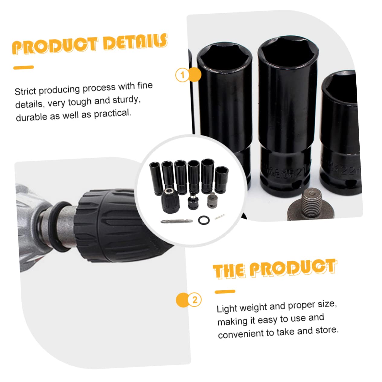 UPKOCH Kit 12 Pezzi Bussole Esagonali per Avvitatore ad Impulsi in Acciaio Cromo-vanadio, Leggere e Facili da Trasportare, per Officina e Uso Domestico