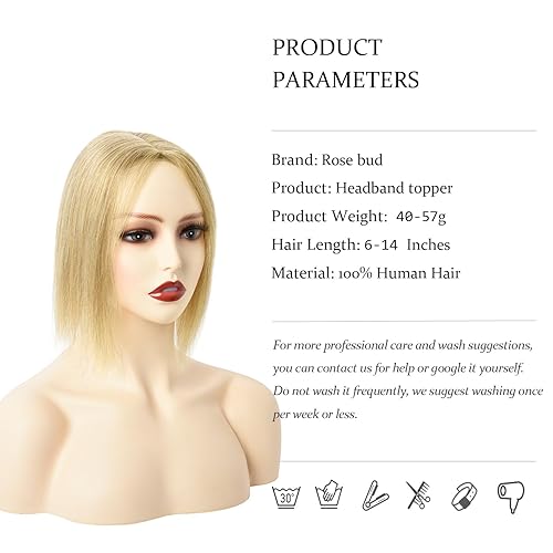 Miniatura 5 de Toppers de cabello humano con clip, sin costuras, para mujer, base de encaje para cabello picante, 8 pulgadas, rubio decolorado