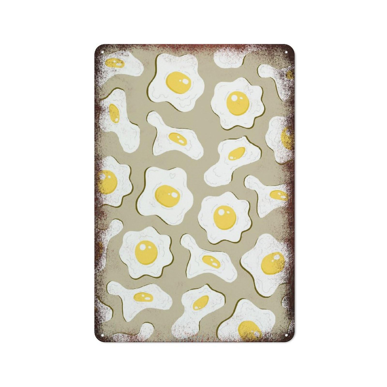 peiyeety Metal Tin Sign Fried Eggs Minimalist Pattern Vintage Rustic Wall Art Kitchen Bathroom Bedroom Living Room Cafe Farmhouse Entryway Office Garage Home Bar Laundry Room Porch Patio 8x12 Inch