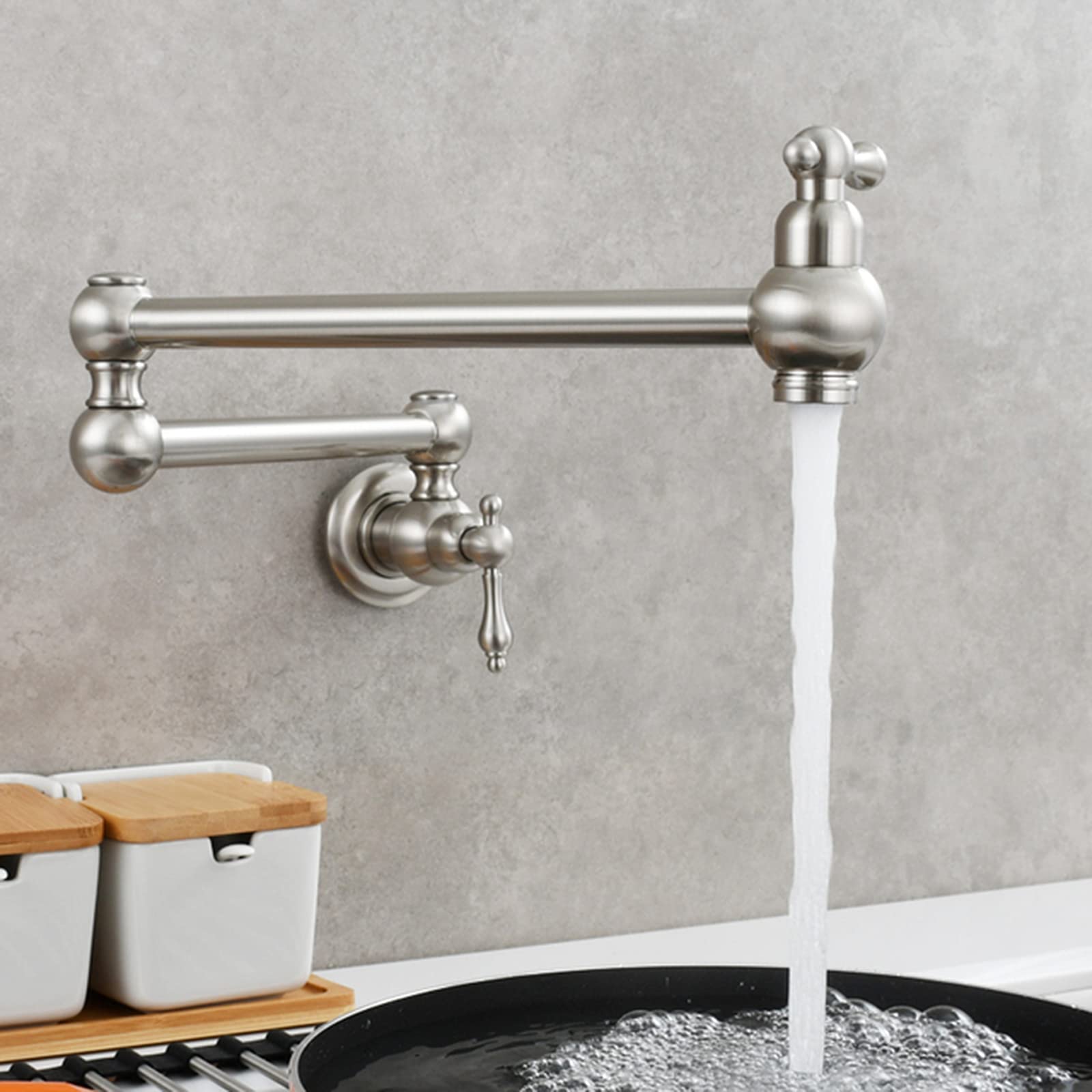 Robinet évier de cuisine monotrou pliant à double joint et bras pivotant ergonomique