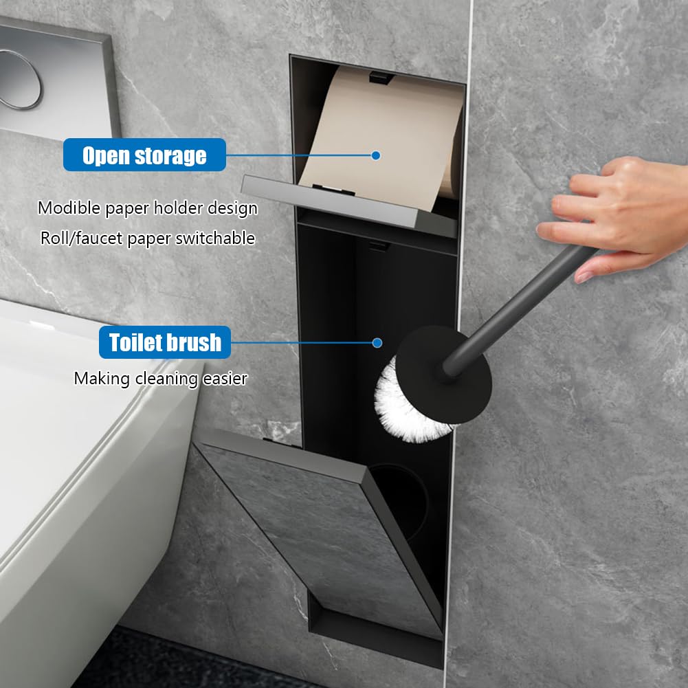 Scatola porta fazzoletti da incasso in acciaio inox con porta carta igienica e armadio, nicchia multifunzionale nascosta per riporre il bagno