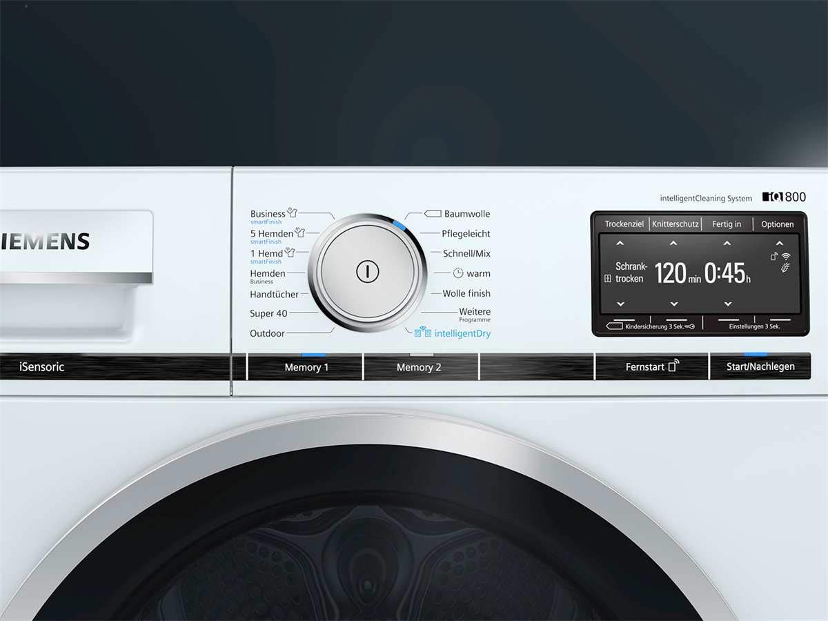 Siemens WT47XE40 iQ800 Wärmepumpen-Trockner / 9 kg / A+++ / 193 kWh / intelligentCleaning System / WLAN-fähig mit HomeConnect / intelligentDry