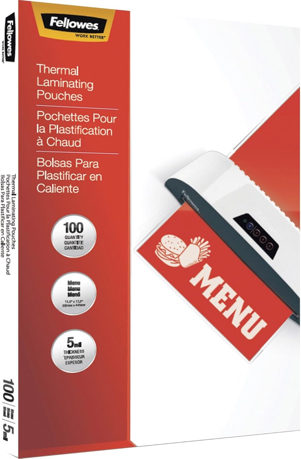 Fellowes® Thermal Laminating Pouches, 17-1/2" x 11-1/2", 5 Mil, Clear, Pack of 100