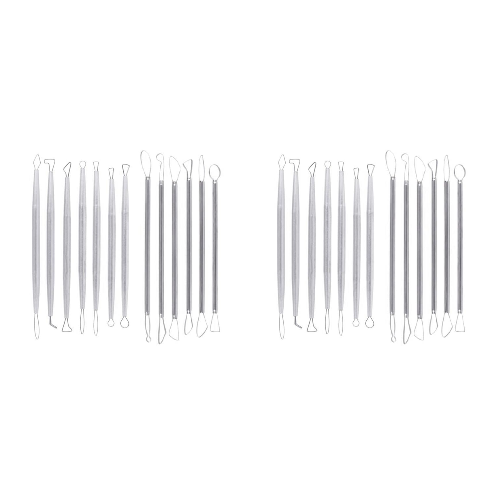 Jnchdghwa Silver 2 Set Polymer Clay Tools Pottery Ceramic Sculpting Tools Carving Ribbon Wire End Loop Clay Tools Set
