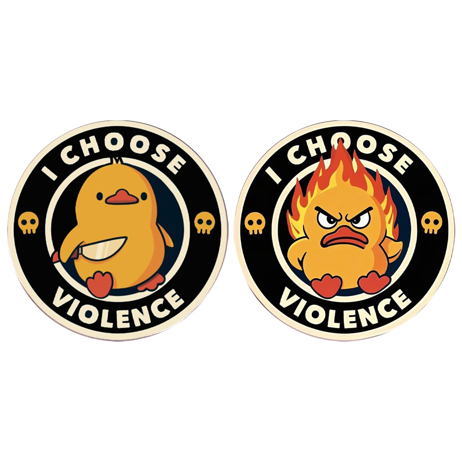Gdfhbd Yellow 2 Pieces Of Round Knife Duck Brooches, Metal Animal Brooches, Enamel Lapel Pins, Clothing Decoration Accessories.