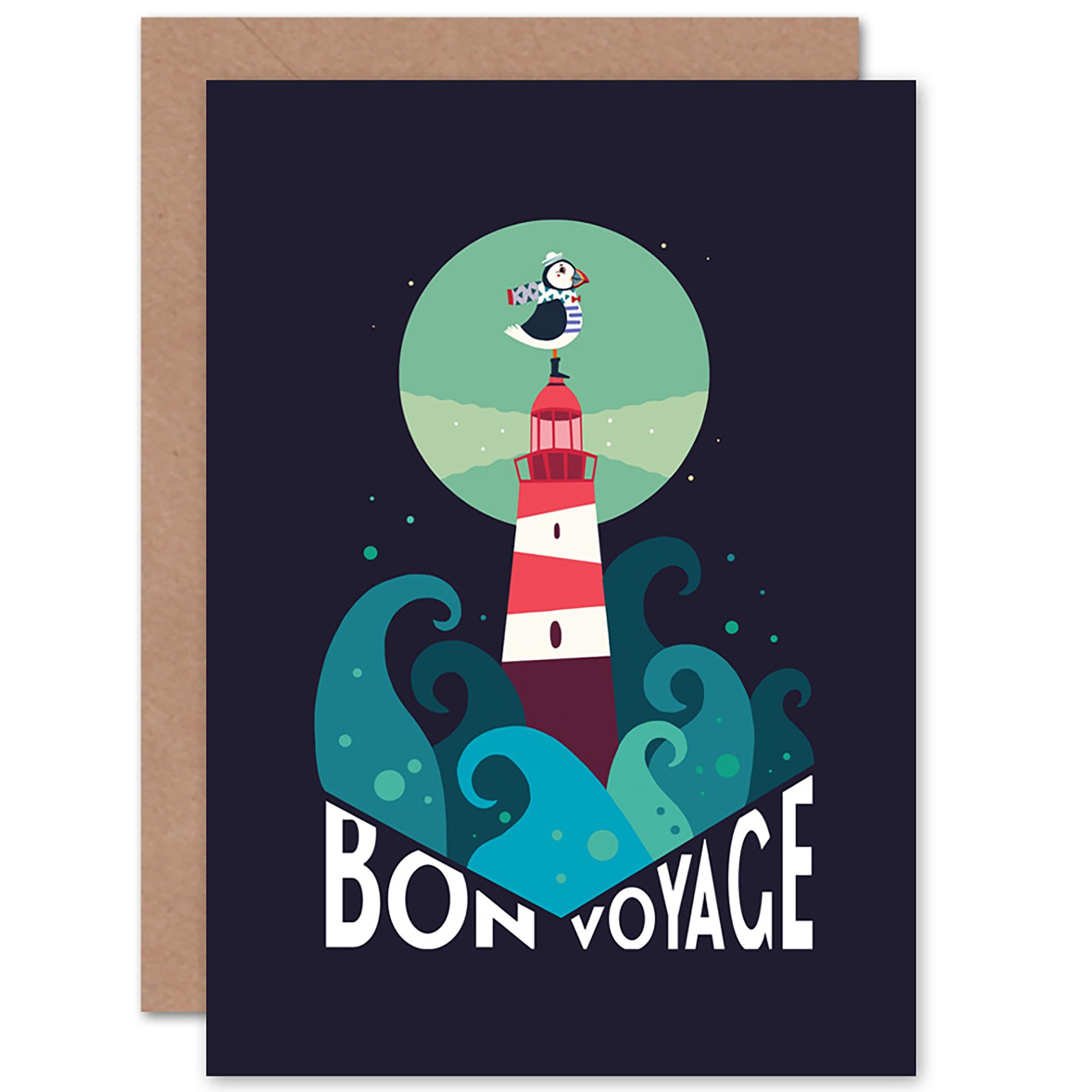 Wee Blue Coo Lighthouse Bon Voyage Card