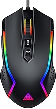 EKSA Gaming Mouse, Computer Mouse with 7 Programmable Buttons, Wired Gaming Mice with Chroma RGB 6 Backlit & Adjustable 8000DPI for Windows PC Gamers