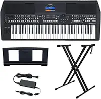 Kit Teclado Arranjador 61 Teclas PSR SX600 com Fonte Bivolt e Suporte em X