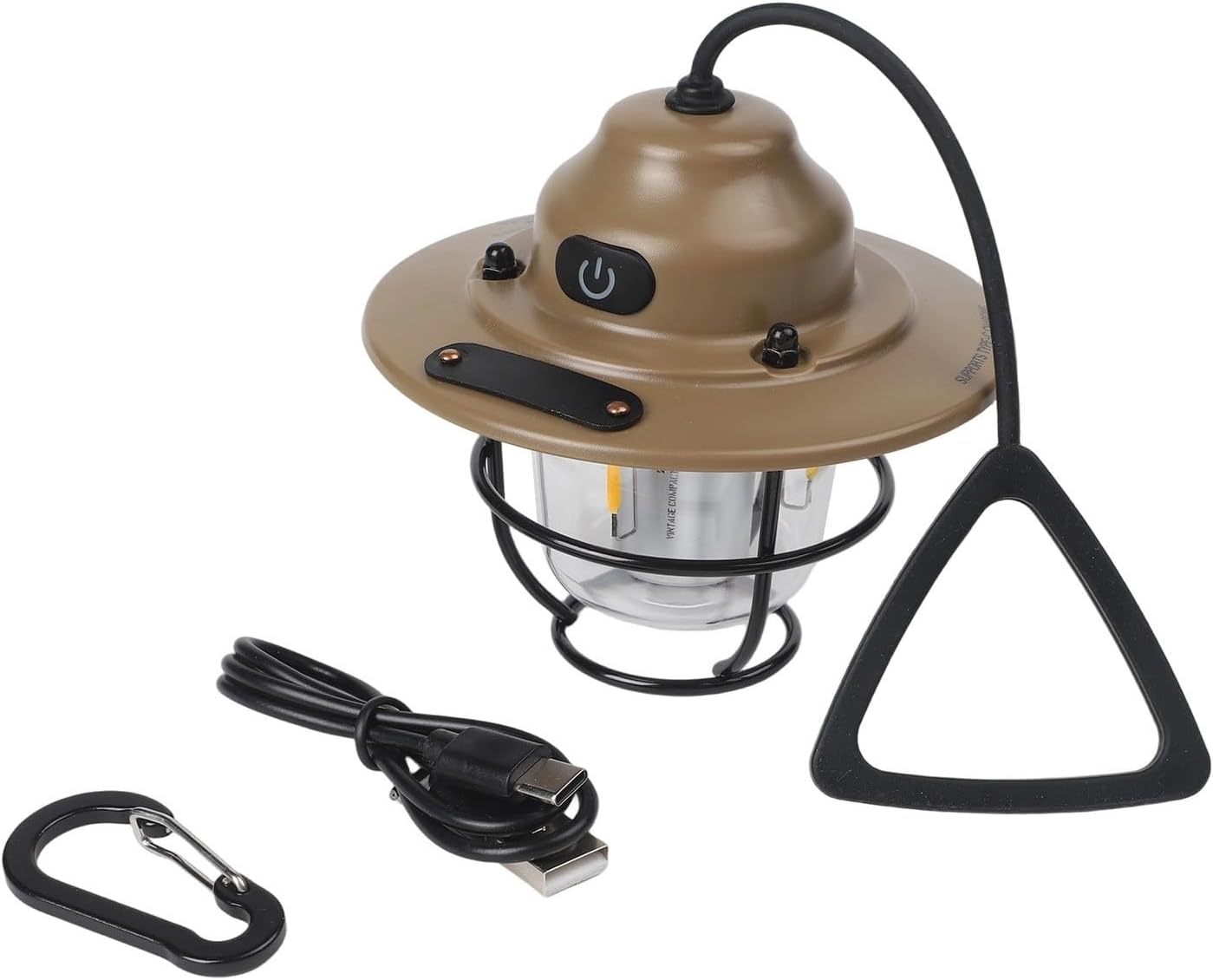 Vintage Pinecone Camping Lantern, 1200mAh Rechargeable LED Light with 4 Modes, USB-C Portable Tent Lamp Outdoor Hiking Fishing, Retro Black(Sand)