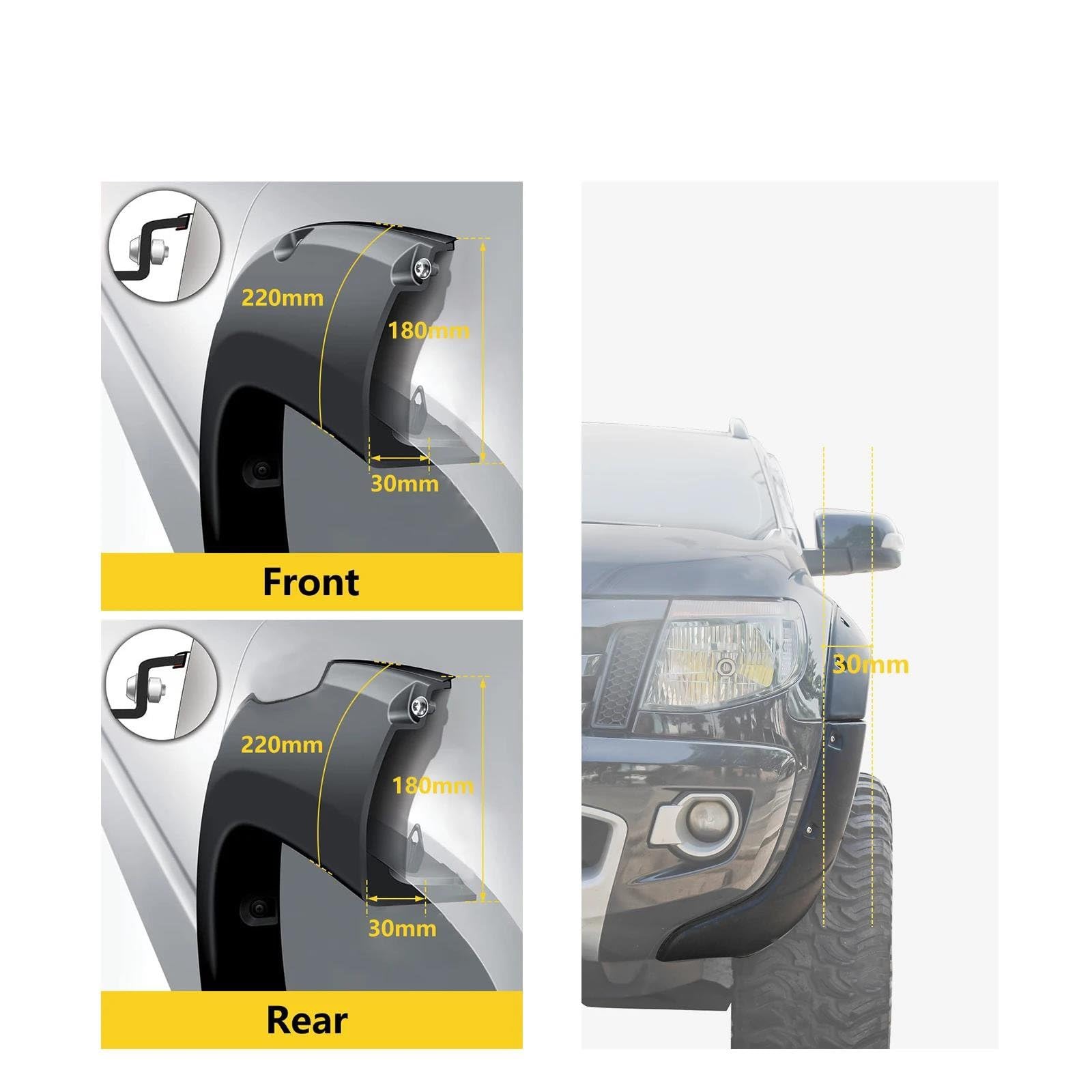 Sourcils de Roue de Voitur pour F&ord pour Ranger 2012-2014 T6 pour Double Cabine 9" Écrou Riveté De Poche Tout-Terrain Garde-Boue Élargisseurs D'aile Passage De Roue Garde-Boue pour Auto