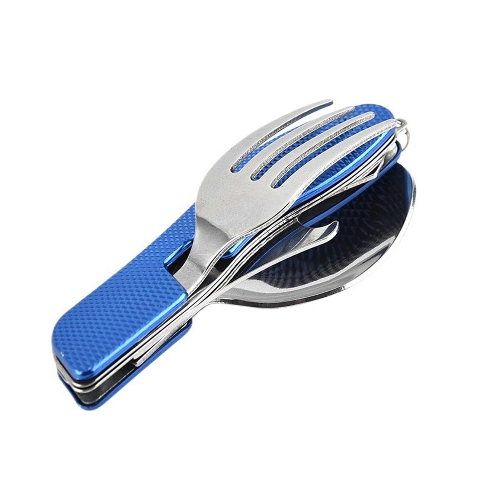 Wzptlkibad Blue Foldable 4 In 1 Outdoor Cutlery, Fork Spoon Opener